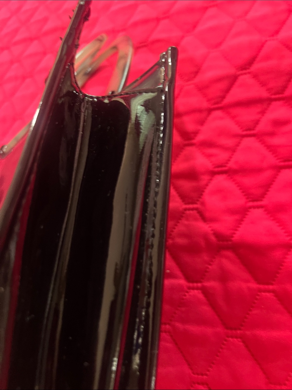 Vintage Neiman Marcus Black Patent Tote Bag with Top Handles - Picture 5 of 5